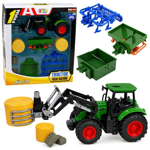 ⁨Zestaw Rolniczy Traktor z Chwytakiem Do Bel Przyczepy Rolnicze Siano 1:24⁩ w sklepie Wasserman.eu