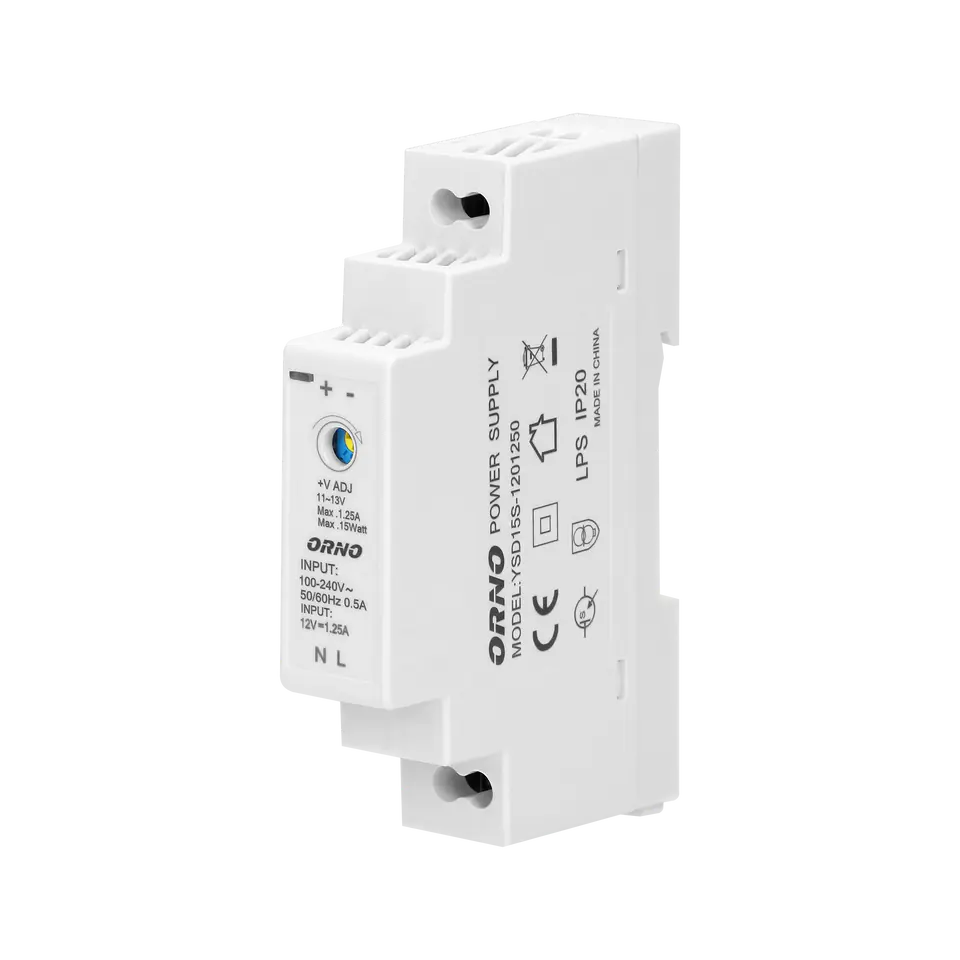 ⁨DIN rail power supply 12VDC, 1,25A, 15W, width 1 module⁩ at Wasserman.eu