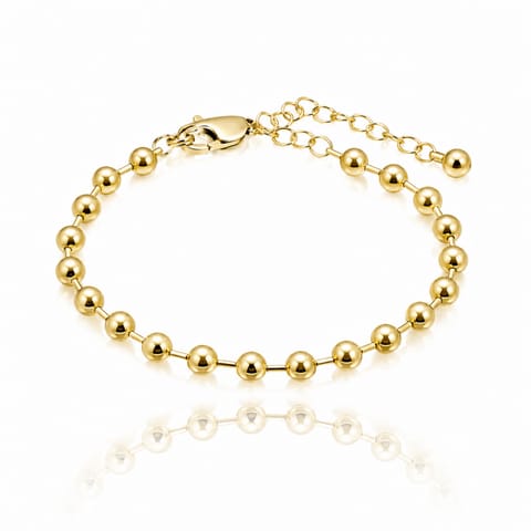 ⁨Bransoletka na rękę stal chirurgiczna pozłacana 14k złotem, kuleczki 6mm BST1762⁩ w sklepie Wasserman.eu
