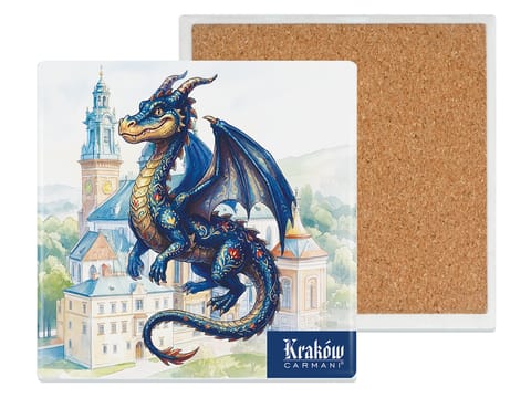 ⁨Podkładka ceramiczna, kwadratowa -  Smok Wawelski (CARMANI)⁩ w sklepie Wasserman.eu