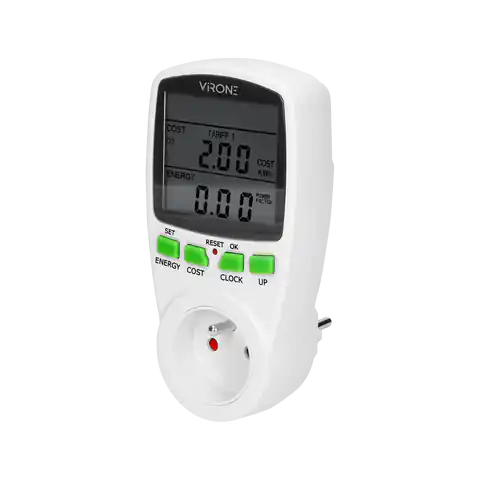 ⁨Dual tariff watt-meter, energy calculator with LCD display, 2 separate tariffs, internal battery⁩ at Wasserman.eu