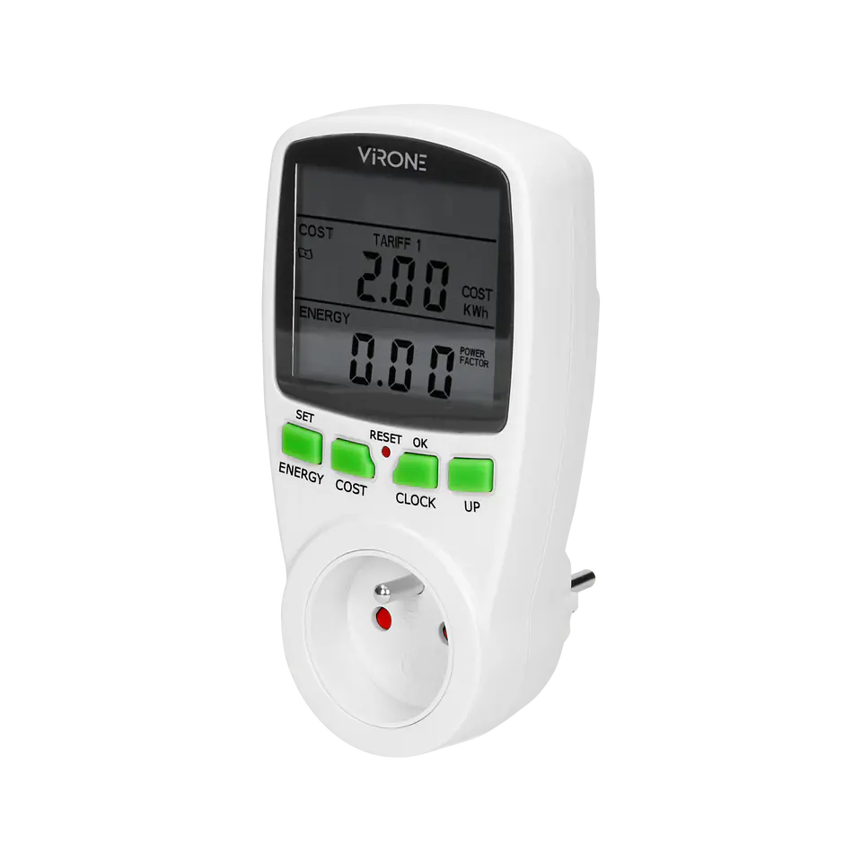 ⁨Dual tariff watt-meter, energy calculator with LCD display, 2 separate tariffs, internal battery⁩ at Wasserman.eu