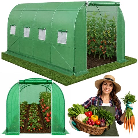 ⁨Tunel Ogrodowy Foliowy Szklarnia Na Warzywa Okna Zielony UV 4x2,5x2 M 10M²⁩ w sklepie Wasserman.eu