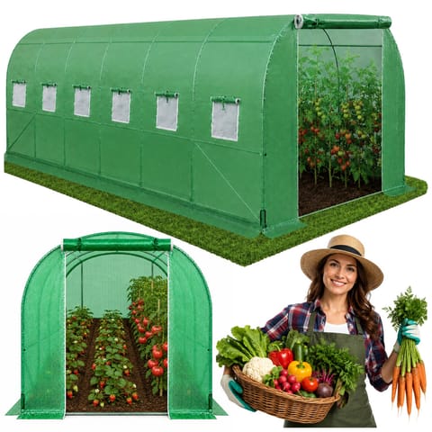 ⁨Tunel Ogrodowy Foliowy Szklarnia Na Warzywa Okna Zielony UV 6x3x2M 18M²⁩ w sklepie Wasserman.eu