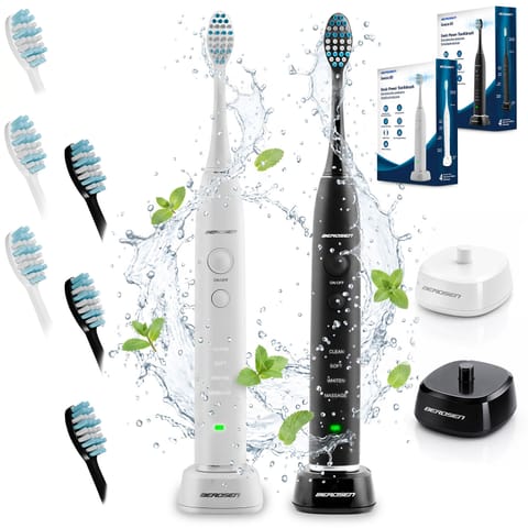⁨Zestaw szczoteczek sonicznych do zębów Sonica B3 biała i czarna⁩ w sklepie Wasserman.eu