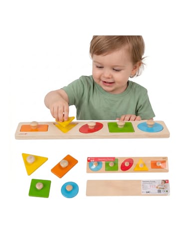 ⁨CLASSIC WORLD Drewniana Układanka Geometryczna MONTESSORI Sorter Kształtów Nauka Kolorów 6el.⁩ w sklepie Wasserman.eu