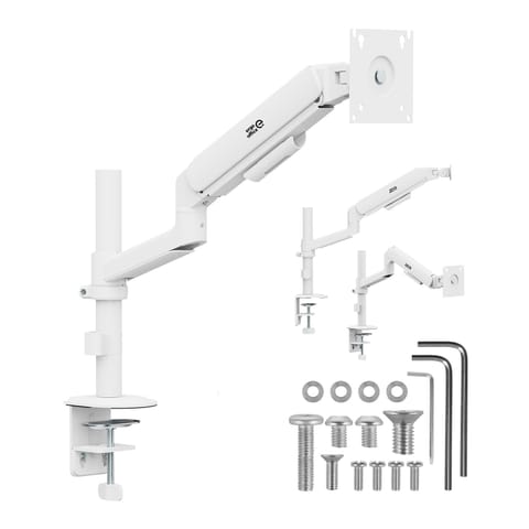 ⁨Uchwyt / wieszak na monitor Ergo Office, sprężyna gazowa, 17"-32", 1-10kg, biały matt, max. VESA 100x100,  ER-691 W⁩ w sklepie Wasserman.eu