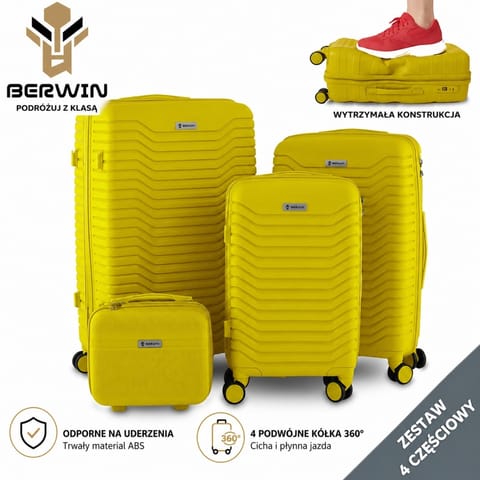 ⁨Zestaw 4 walizek podróżnych z beautycase - twarda skorupa, kółka 360°, zamek TSA⁩ w sklepie Wasserman.eu