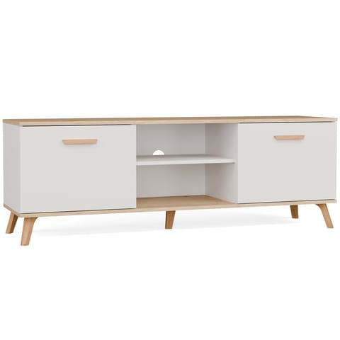 ⁨Szafka RTV OLYMPO 150 BIAŁA DĄB ARTISAN 150 CM Stolik Pod TV Telewizor⁩ w sklepie Wasserman.eu