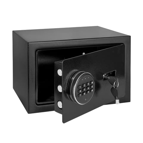 ⁨Sejf domowy elektroniczny na kod PIN i klucz - sejf na pieniądze i dokumenty Rebel RB-7002⁩ w sklepie Wasserman.eu