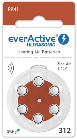 ⁨Bateria do aparatu słuchowego everActive ULTRASONIC 312 / PR41 (blister 6 szt.)⁩ w sklepie Wasserman.eu