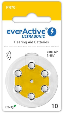 ⁨Bateria do aparatu słuchowego everActive ULTRASONIC 10 / PR70 (blister 6 szt.)⁩ w sklepie Wasserman.eu