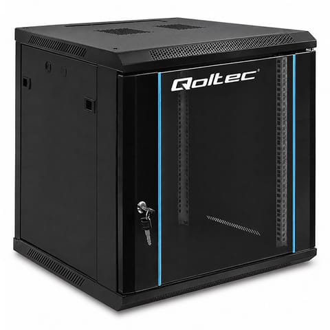 ⁨Qoltec Szafa RACK 19" | 12U | 600 x 635 x 600 | Hartowane drzwi | Wisząca | Stalowa obudowa | Zamek | Czarna⁩ w sklepie Wasserman.eu