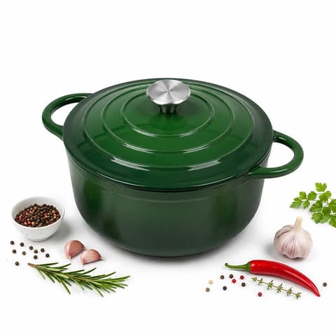 ⁨EMALIOWANY GARNEK ŻELIWNY 24cm 4,2L ZIELONY 7751⁩ w sklepie Wasserman.eu