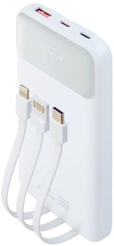 ⁨Powerbank Rivacase 10000mAh 22.5W PD 2x USB-C 1x USB-A VA2211 biały + kabel USB-C i Lightning⁩ w sklepie Wasserman.eu