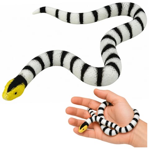 ⁨Wąż Gumowy Figurka Rozciągliwa Realistyczna Czarno-Biały 33 cm⁩ w sklepie Wasserman.eu