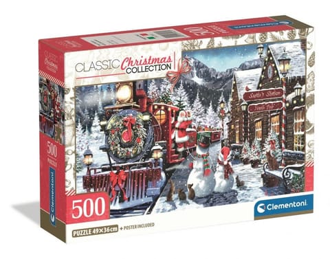 ⁨Puzzle 500 Xmas Coll. Train Station Snowman⁩ w sklepie Wasserman.eu