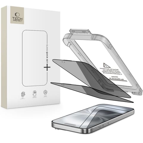 ⁨Szkło prywatyzujące na iPhone 15 / 16 Quick Set Spy+ - 2 szt.⁩ w sklepie Wasserman.eu