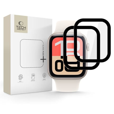 ⁨Szkło ochronne na Apple Watch 40 mm czarne Glass Flex+ - 2 szt.⁩ w sklepie Wasserman.eu