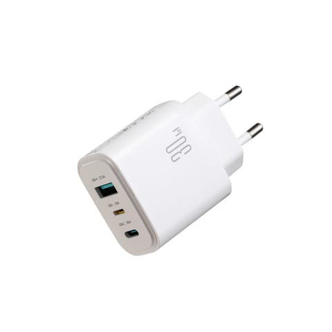 ⁨Ładowarka sieciowa USB-A USB-C USB-L JR-TG6 GaN 30W - biała⁩ w sklepie Wasserman.eu