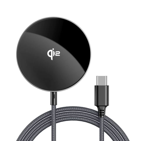 ⁨Ładowarka indukcyjna magnetyczna z kablem USB-C Qi2 15W 1.2m - czarna⁩ w sklepie Wasserman.eu