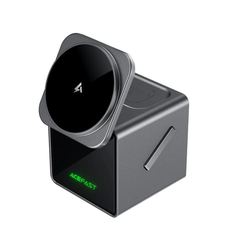 ⁨Ładowarka indukcyjna 3w1 na smartfon słuchawki smartwatch z kablem 22.5W - szara⁩ w sklepie Wasserman.eu