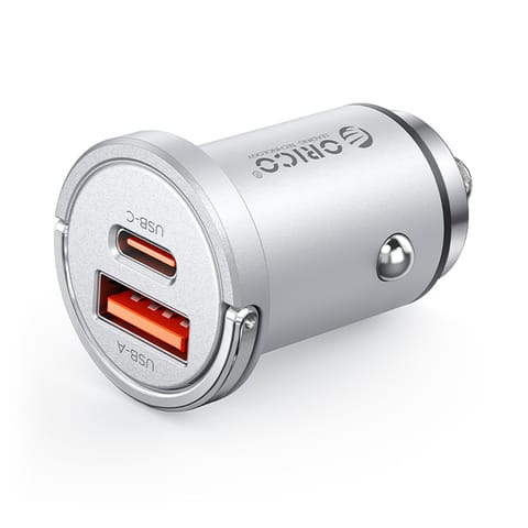 ⁨Ładowarka samochodowa USB-A USB-C 45W - srebrna⁩ w sklepie Wasserman.eu