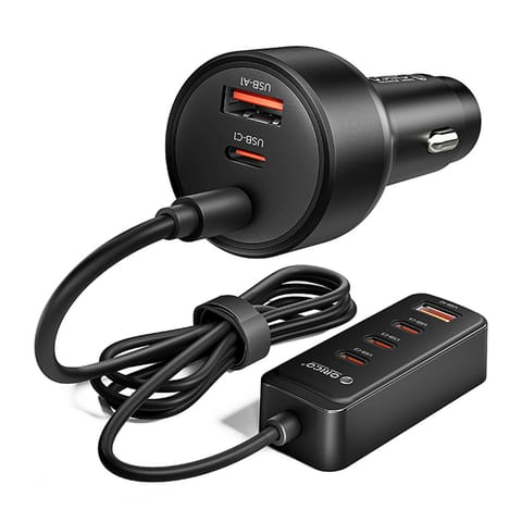 ⁨Ładowarka samochodowa USB-A USB-C z przedłużaczem 108W - czarna⁩ w sklepie Wasserman.eu