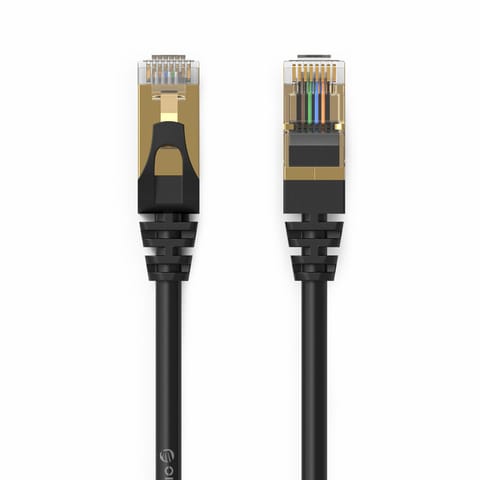 ⁨Kabel sieciowy internetowy okrągły LAN CAT7 10Gbps RJ45 1m - czarny⁩ w sklepie Wasserman.eu
