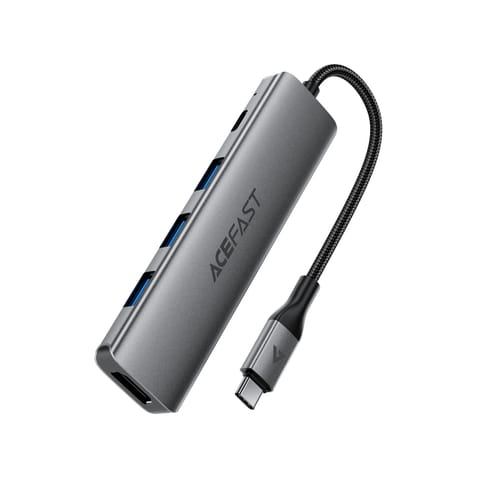⁨Hub stacja dokująca 5w1 USB-C - USB-A USB-C HDMI 4K 60Hz PD 90W - szara⁩ w sklepie Wasserman.eu