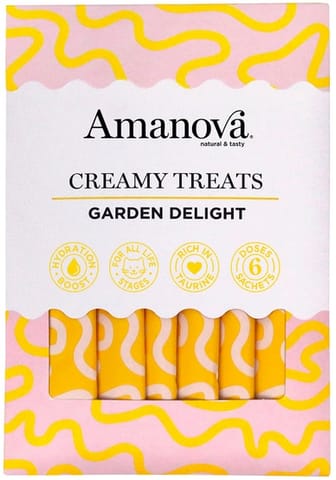 ⁨Amanova Cat Creamy Treats Garden Delight Chicken & Vegetables - kurczak i warzywa 6x15g⁩ w sklepie Wasserman.eu