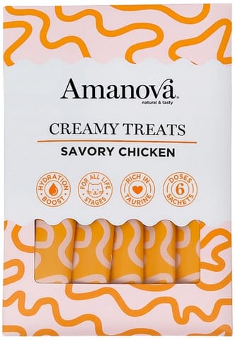 ⁨Amanova Cat Creamy Treats Savory Chicken - kurczak 6x15g⁩ w sklepie Wasserman.eu