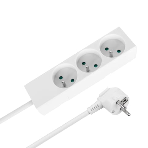 Przedłużacz 3 gniazda 5m typu francuskiego bez przełącznika (3x1,5mm) Rebel biały w sklepie Wasserman.eu