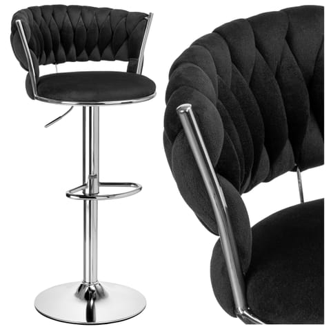 ⁨Hoker barowy Tresso Chrom czarny Velvet⁩ w sklepie Wasserman.eu