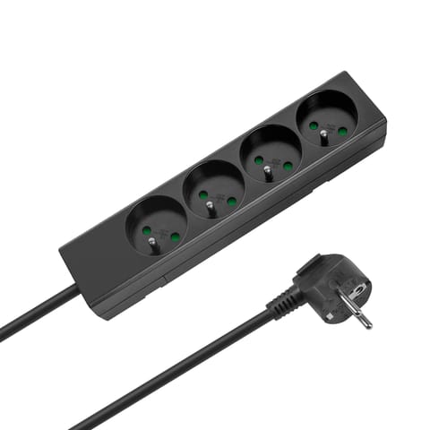 ⁨Rebel cord black 4 sockets without switch, cable 5m (3x1,5mm)⁩ at Wasserman.eu