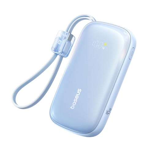 ⁨Powerbank 10000mAh 45W z kablem USB-C iPhone Lightning - niebieski⁩ w sklepie Wasserman.eu