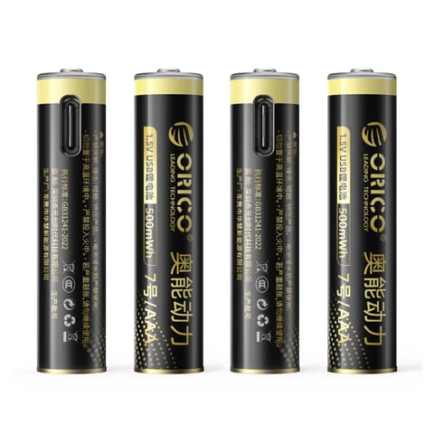 ⁨Bateria litowa akumulator AAA 1.5 V 500mWh USB-C z kablem ładującym - 4 szt.⁩ w sklepie Wasserman.eu