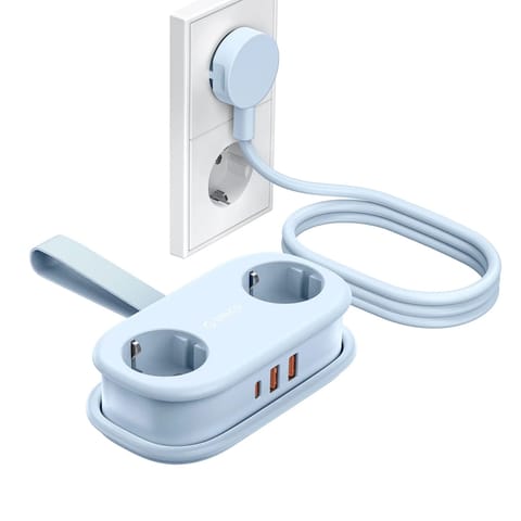 ⁨Listwa zasilająca 5w1 AC USB-A USB-C GaN 20W - niebieska⁩ w sklepie Wasserman.eu