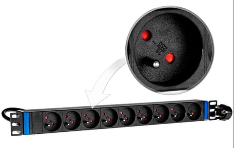 ⁨Listwa zasilająca 19" 1U 9GN - 9 gniazd EURO⁩ w sklepie Wasserman.eu