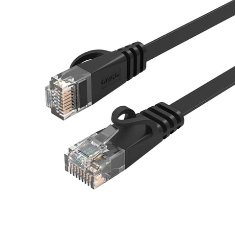 ⁨Kabel sieciowy internetowy płaski Ethernet CAT7 10Gbps RJ45 LAN 1m - czarny⁩ w sklepie Wasserman.eu