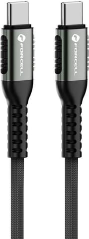 ⁨KABEL USB-C / USB-C Forcell F-Energy Cafule 50 cm 240 W 5A PD QC 4.0 CZARNY W OPLOCIE⁩ w sklepie Wasserman.eu