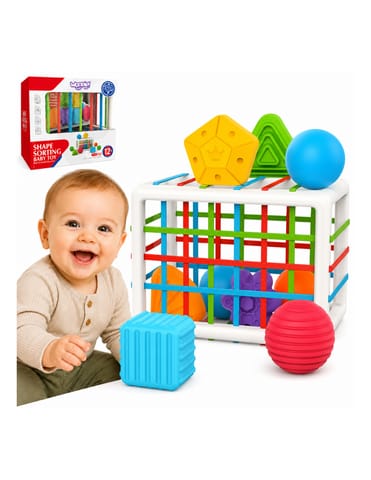 ⁨WOOPIE BABY Elastyczna Kostka Sensoryczna Sorter dla Dzieci Kolorowe Kształty 13 el.⁩ w sklepie Wasserman.eu