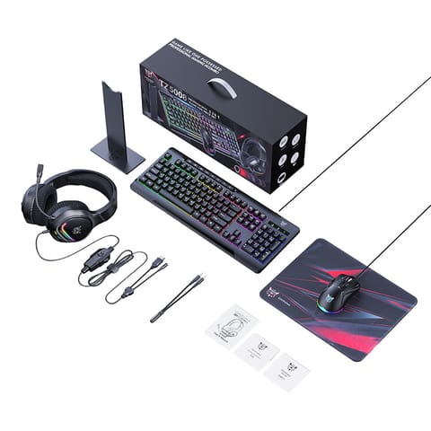 ⁨Zestaw gamingowy Onikuma TZ5008 5W1 klawiatura+mysz+słuchawki+podkładka+stojak⁩ w sklepie Wasserman.eu