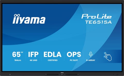 ⁨Monitor 65 inches TE6515A-B1AG IPS, 4K, 40 points, 550 cd, DeepContrast-IR+, HDMI x2, DP, USB-C, 2 x 20W, OPS Slot x1, 5xUSB, 2xRJ45, 8-Array, EDLA, WiFi, PiP, iiW⁩ at Wasserman.eu