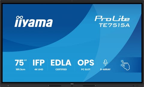 ⁨Monitor 75 inches TE7515A-B1AG IPS, 4K, 40 points, 550 cd, DeepContrast-IR+, HDMI x2, DP, USB-C, 2 x 20W, OPS Slot x1, 5xUSB, 2xRJ45, 8-Array, EDLA, WiFi, PiP, iiW⁩ at Wasserman.eu