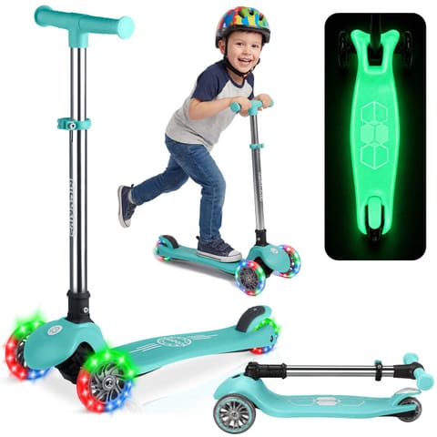 ⁨Hulajnoga trójkołowa dla dzieci balansowa świecąca w ciemności Ricokids Glow - turkusowa⁩ w sklepie Wasserman.eu