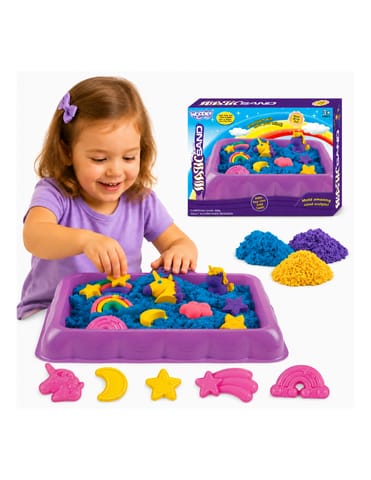 ⁨WOOPIE Piasek Kinetyczny 0,6 kg Zestaw Jednorożec Stolik z Foremkami⁩ w sklepie Wasserman.eu