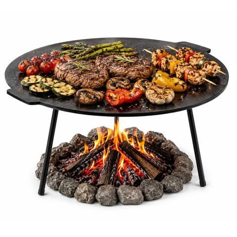 ⁨ŻELIWNA PŁYTA GRILLOWA NA NÓŻKACH Ø 45 cm DO OGNISKA PALENISKA 7772⁩ w sklepie Wasserman.eu