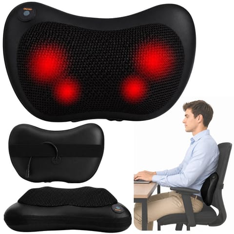 ⁨Masażer Shiatsu Poduszka Masująca Plecy Kark z Podgrzewaczem Czarna⁩ w sklepie Wasserman.eu