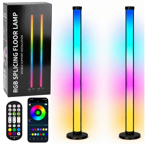 ⁨Lampy Podłogowe Smart Kolorowe Światła LED RGB Pilot Aplikacja 125cm 2 szt.⁩ w sklepie Wasserman.eu